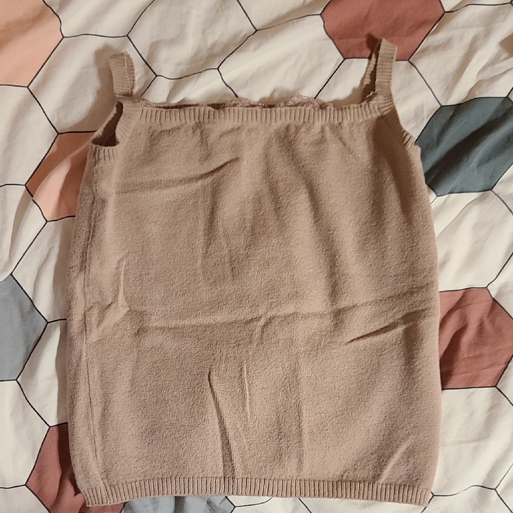 Tan Ribbed Pencil Top Mini Length Casual